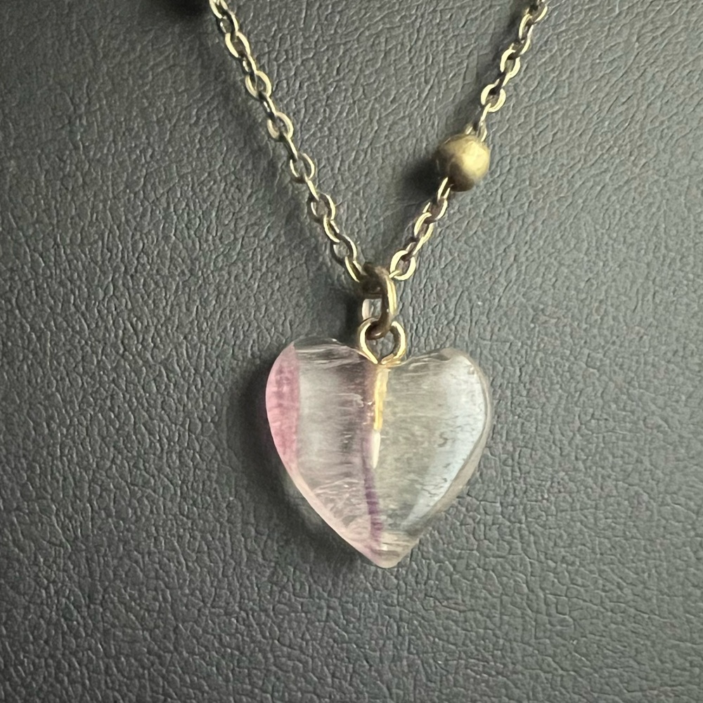 Vintage Heart Fluorite Pendant